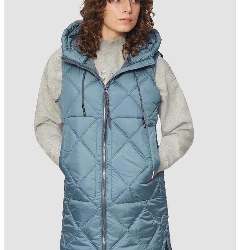 Капитониран дълъг елек с качулка QS