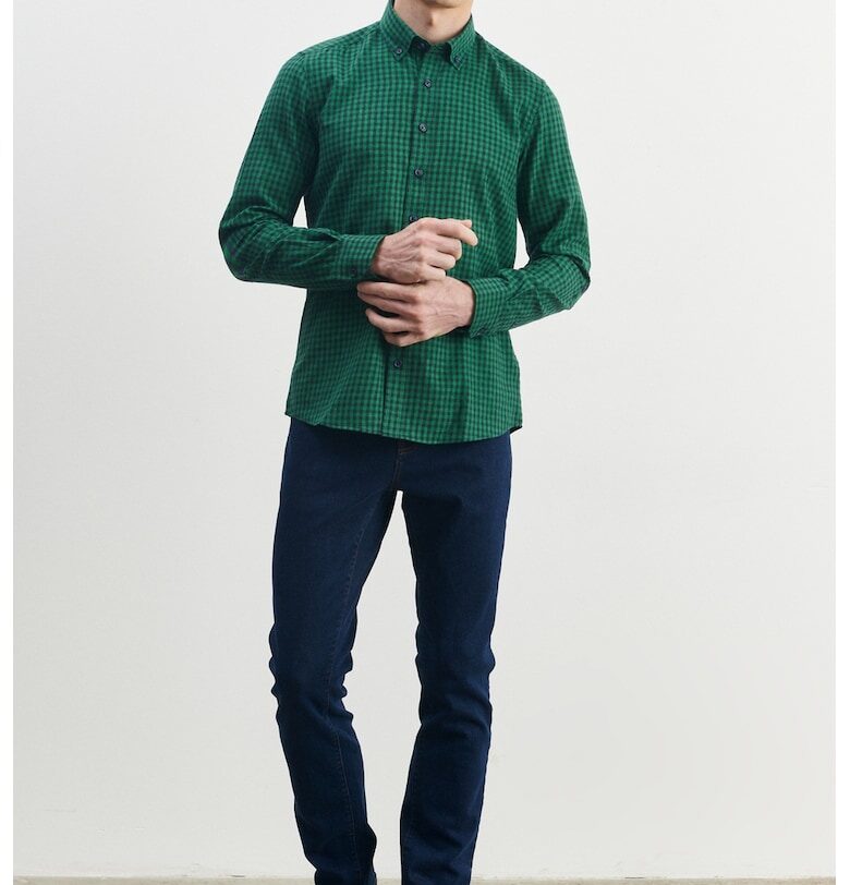 Карирана риза с апликирани лакти ACCo