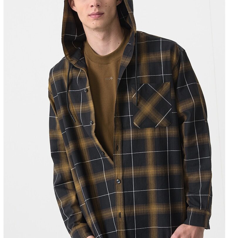 Карирана риза с качулка HUGO