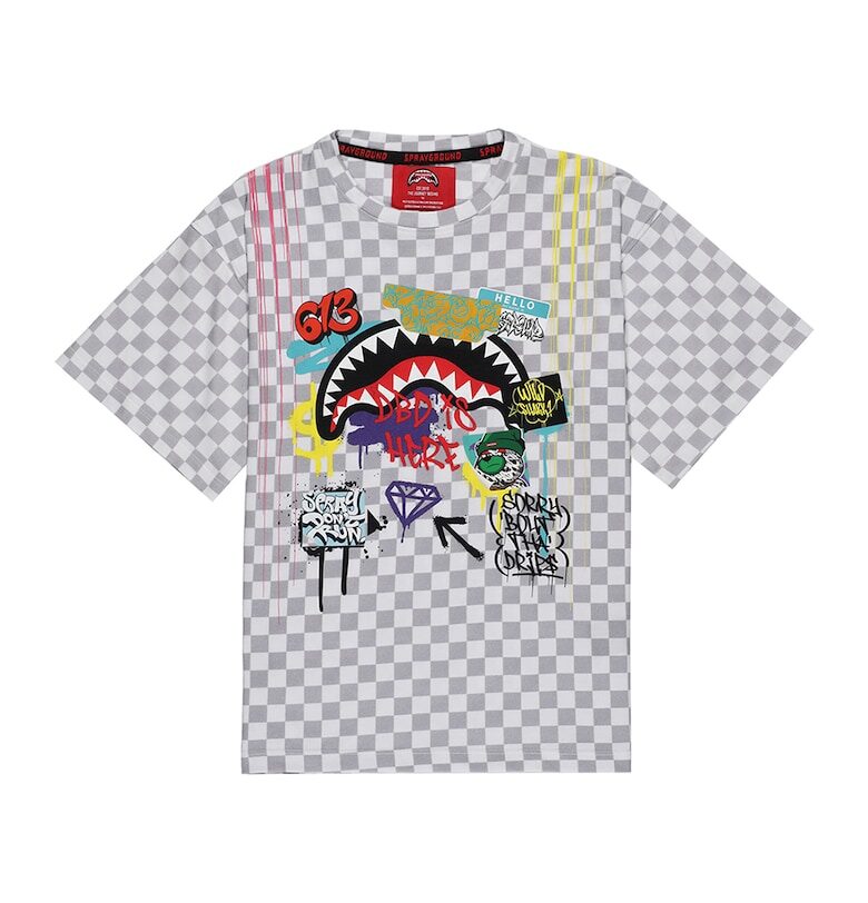Карирана тениска Sharks In The Rizz с лого Sprayground