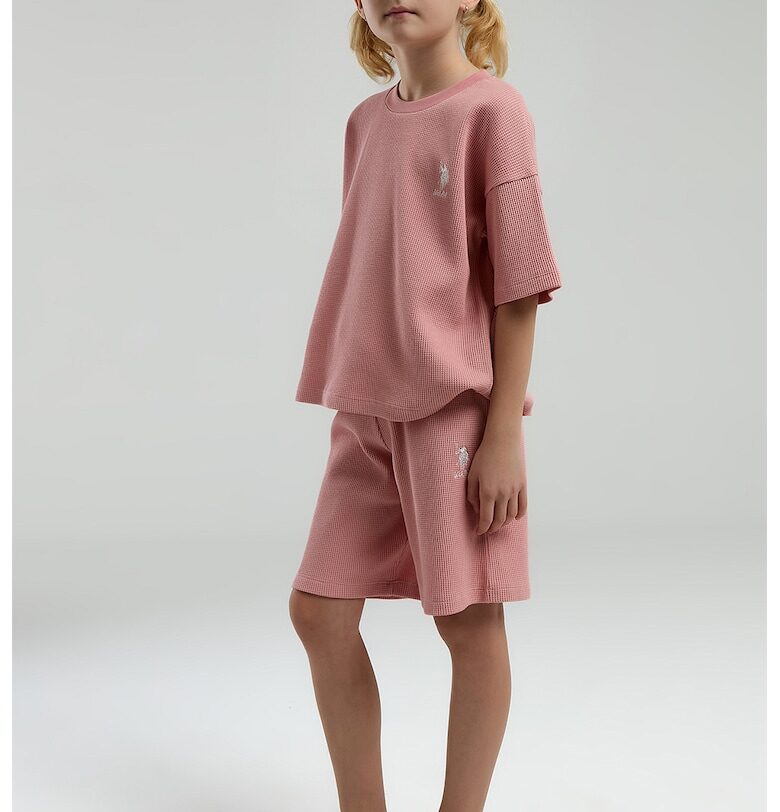Къс памучен спортен екип с паднали ръкави US Polo Assn