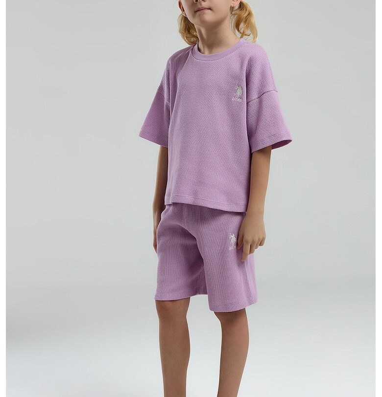 Къс памучен спортен екип с паднали ръкави US Polo Assn