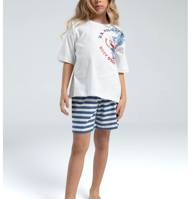 Къс памучен спортен екип с шарка US Polo Assn