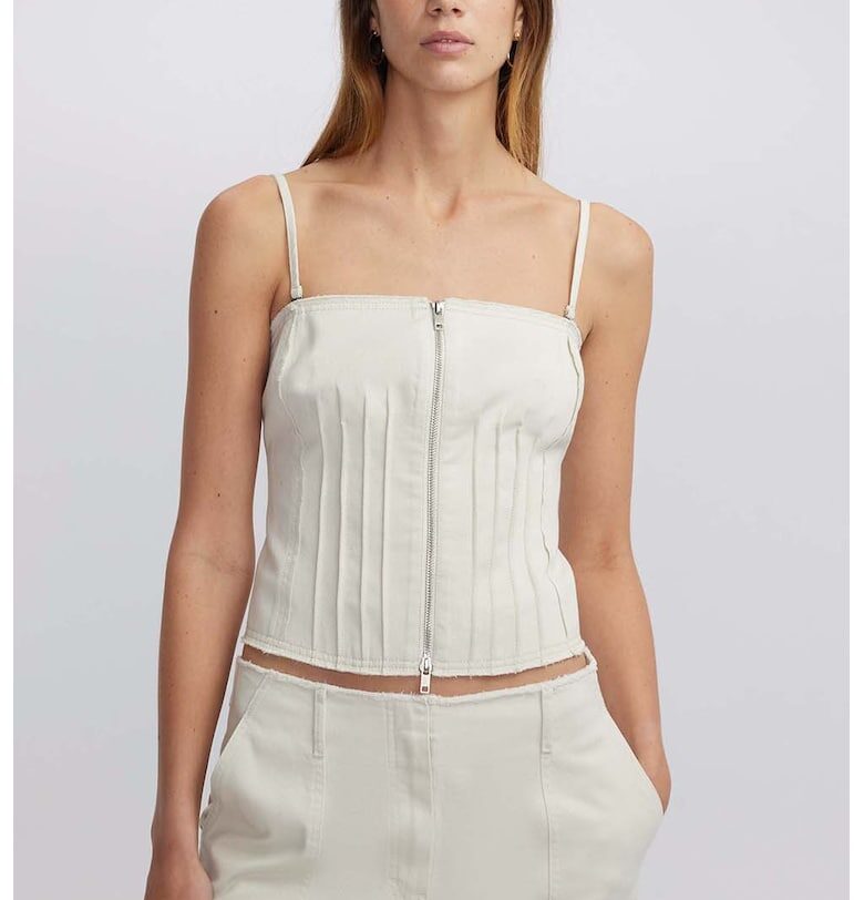 Къс памучен топ с цип Ipekyol