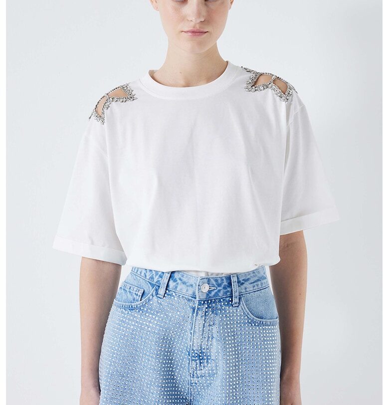 Къс панталон от деним с декоративни камъни Ipekyol