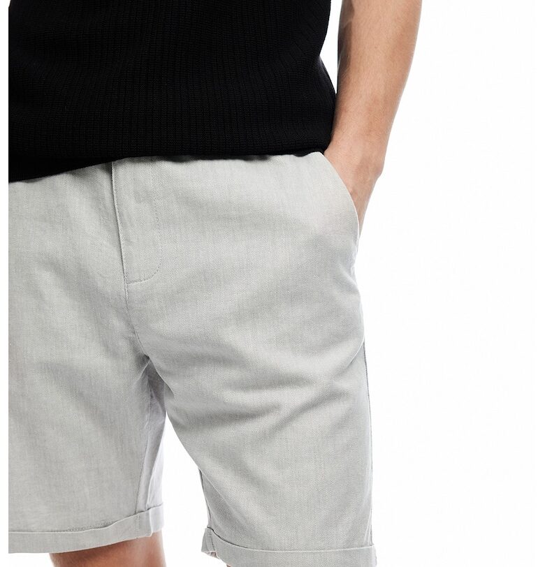 Къс панталон с лен и навити подгъви KOTON