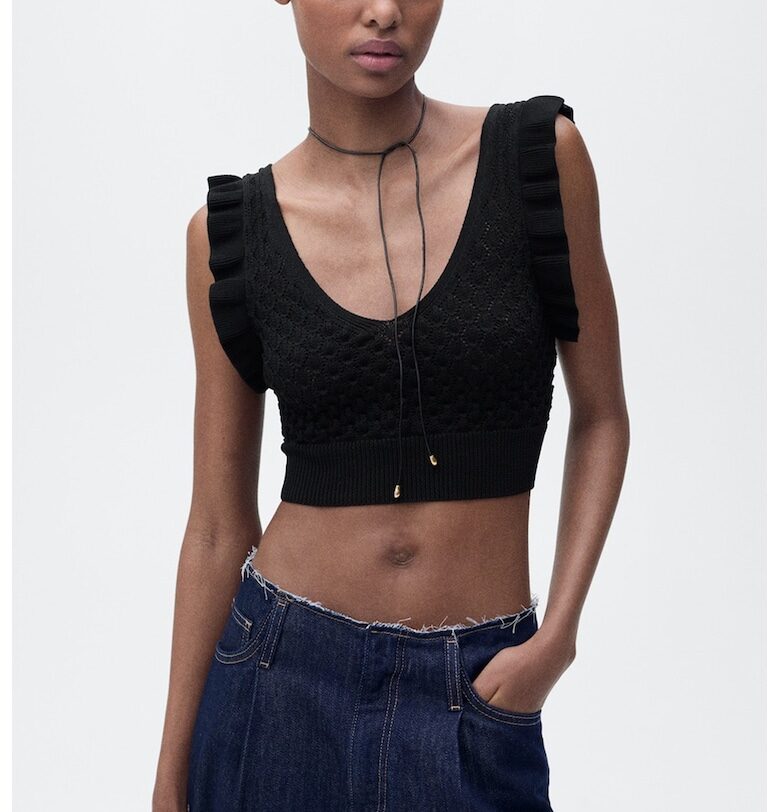 Къс плетен топ Mango