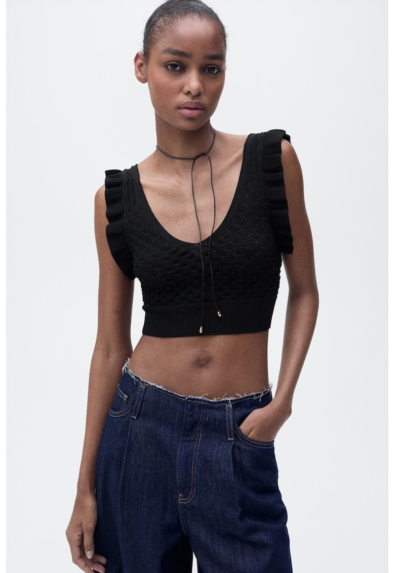 Къс плетен топ Mango