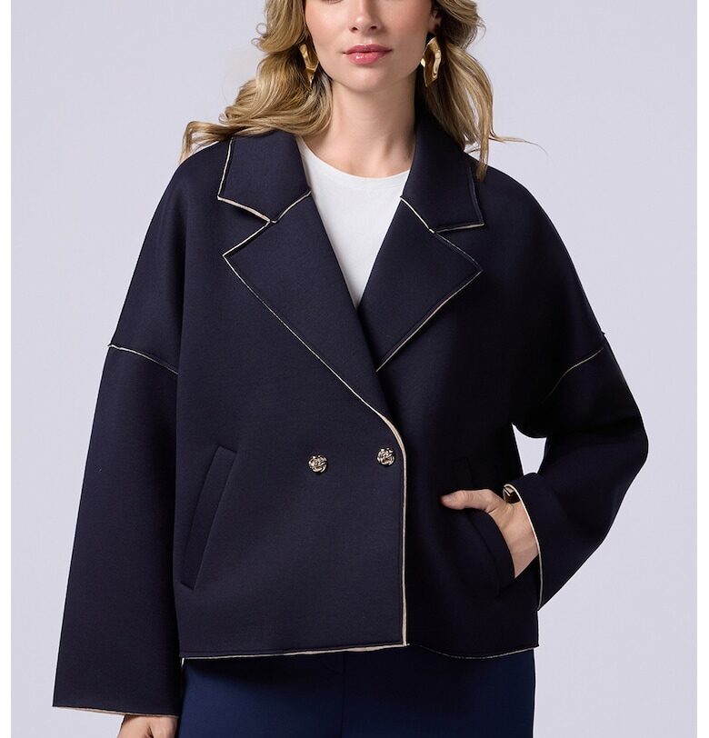 Къс свободен тренч с раздвоен ревер Oltre