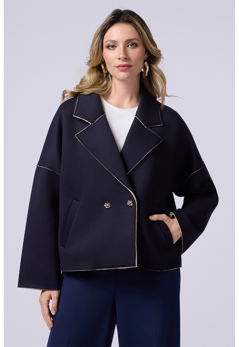 Къс свободен тренч с раздвоен ревер Oltre