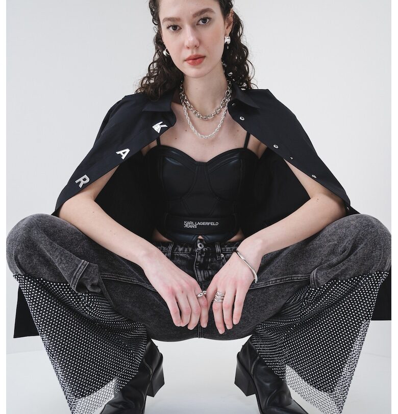 Къс топ от еко кожа KARL LAGERFELD JEANS