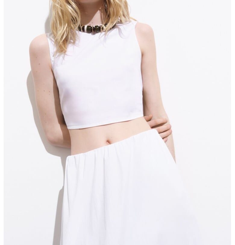 Къс топ с възел на гърба Mango