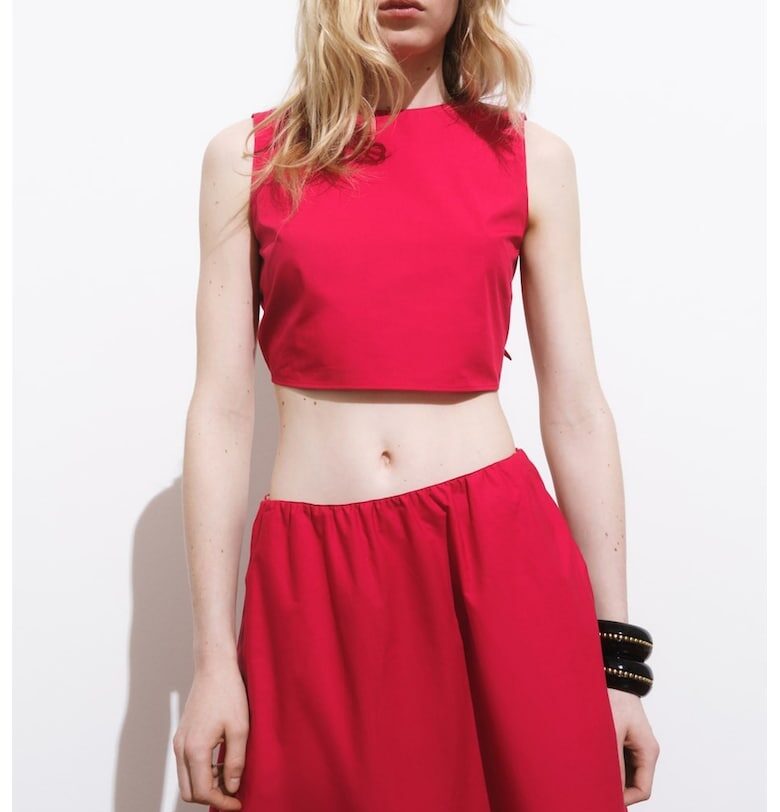 Къс топ с дизайн на възел Mango