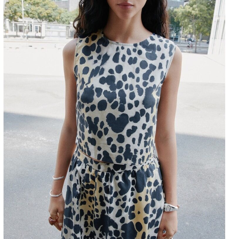 Къс топ с животинска шарка Mango