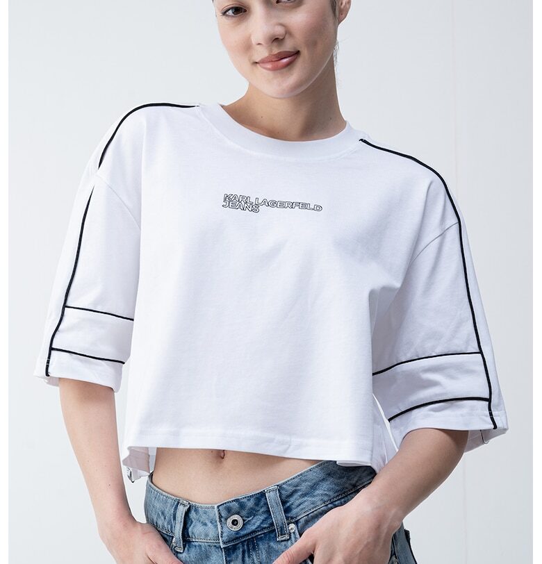 Къс топ с паднали ръкави KARL LAGERFELD JEANS