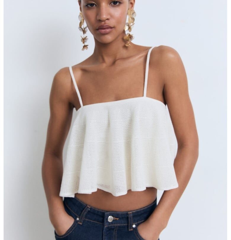 Къс топ с презрамки Mango