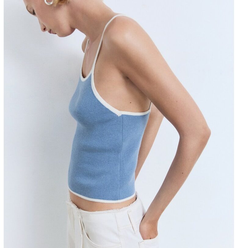 Къс топ с тънки презрамки Mango