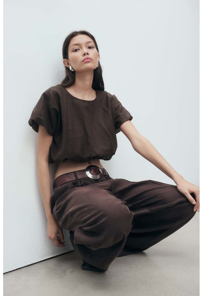 Къса бухнала блуза Mango