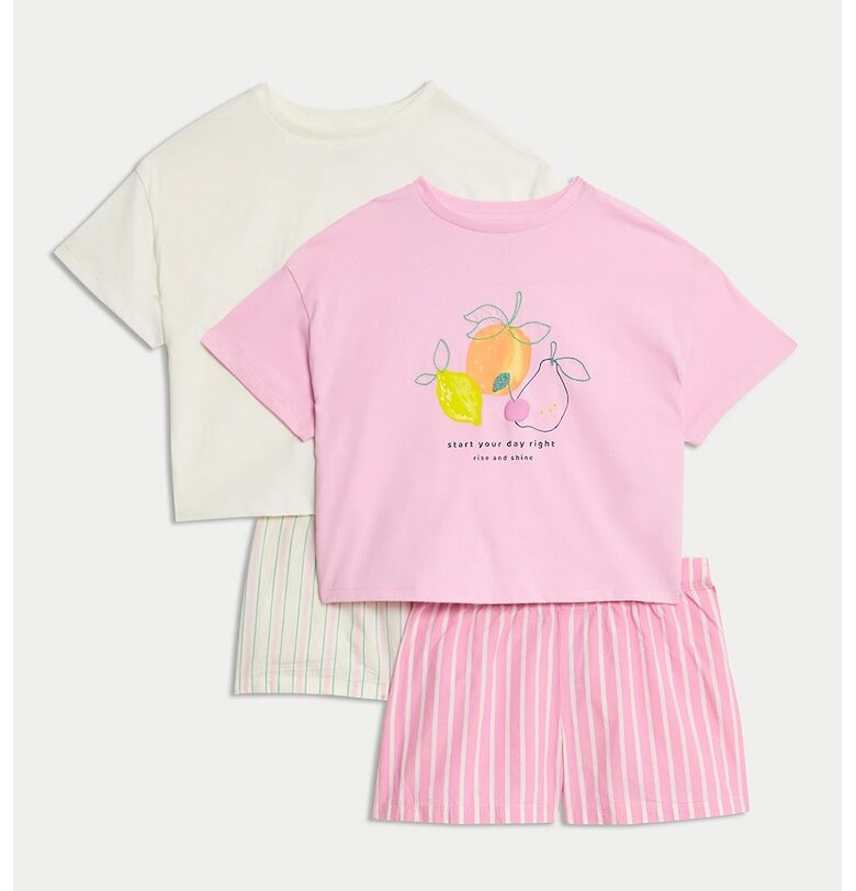 Къса памучна пижама - 2 чифта Marks  Spencer