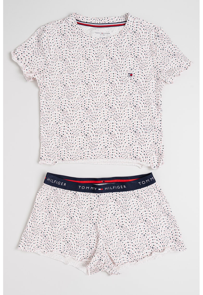 Къса пижама на точки с лого Tommy Hilfiger