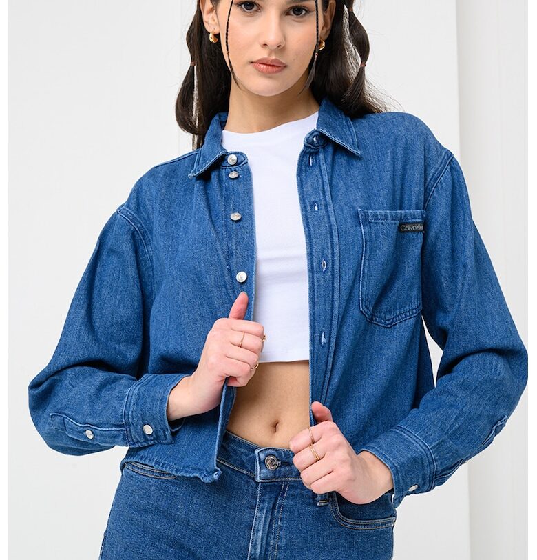 Къса риза от деним с джоб на гърдите CALVIN KLEIN JEANS