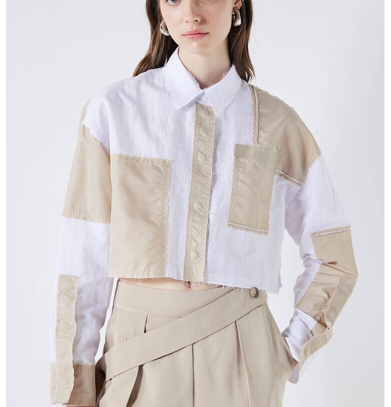 Къса риза с цветен блок Ipekyol