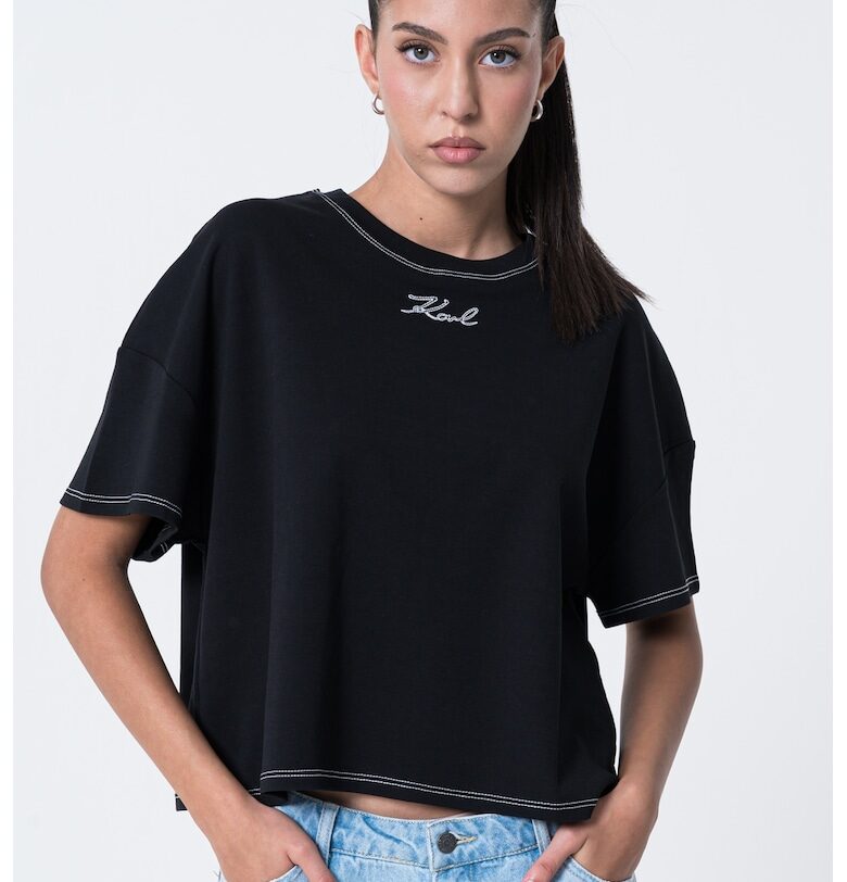 Къса свободна тениска с органичен памук Karl Lagerfeld