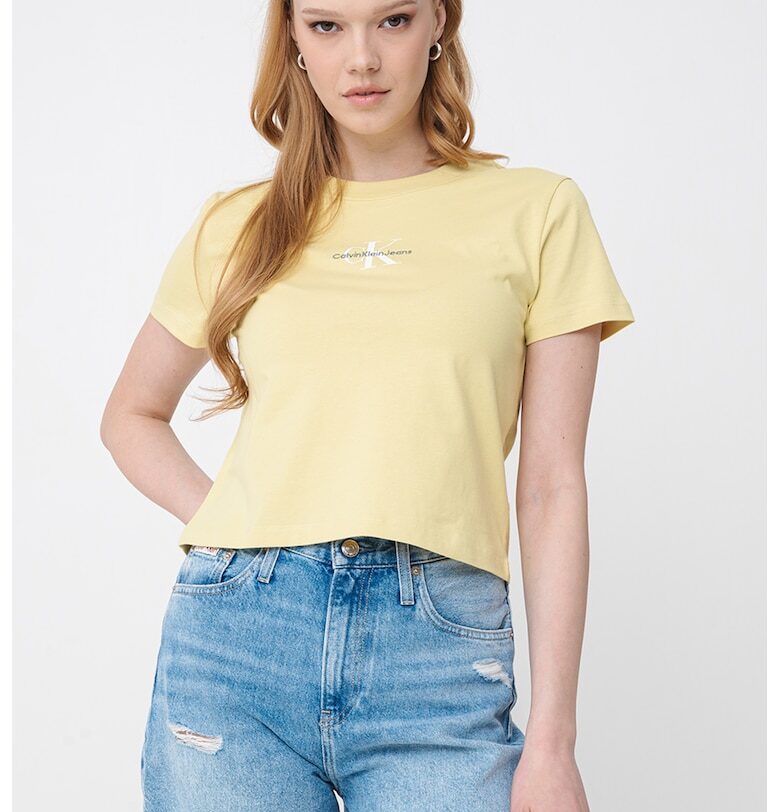 Къса слим тениска с лого CALVIN KLEIN JEANS