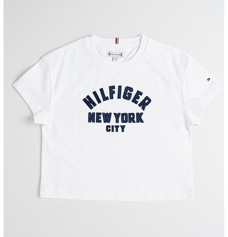 Къса тениска с бродиран надпис Tommy Hilfiger