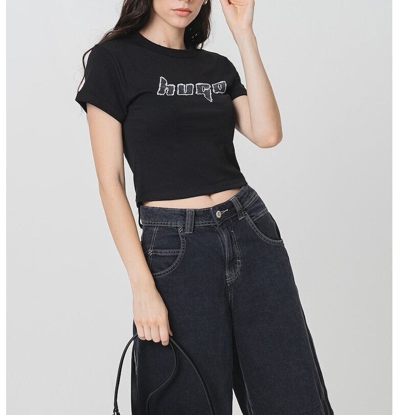 Къса тениска с графика отпред HUGO