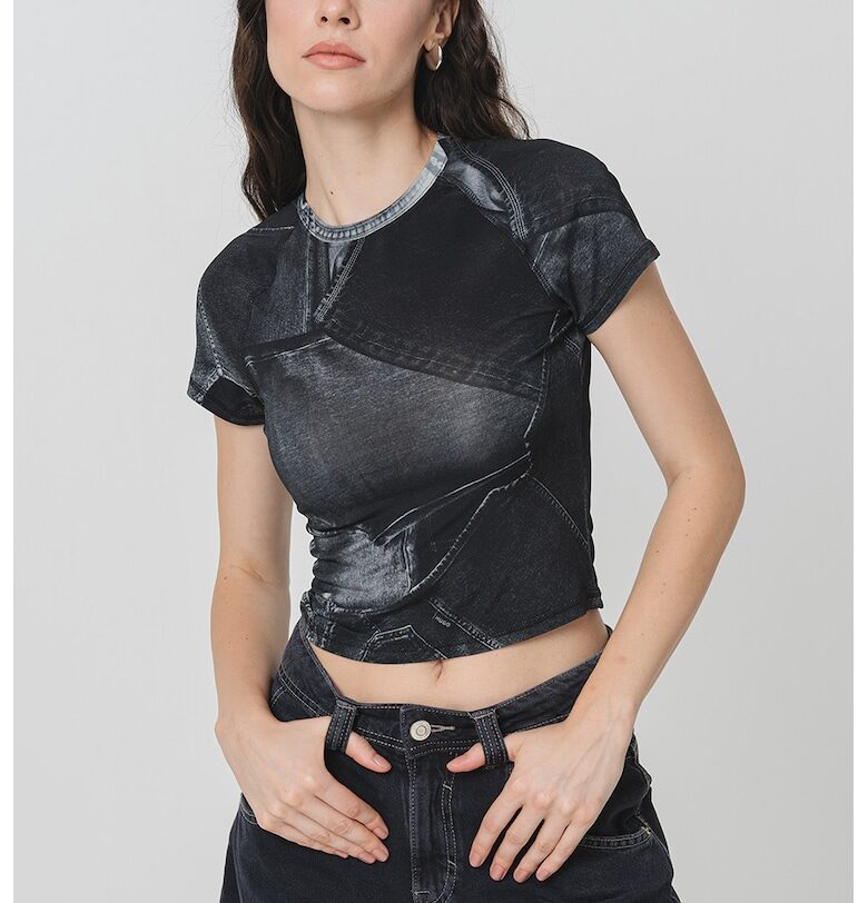 Къса тениска с графична шарка HUGO