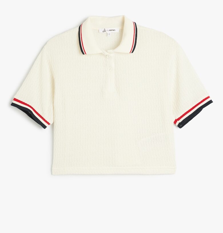 Къса тениска с релеф и яка KOTON