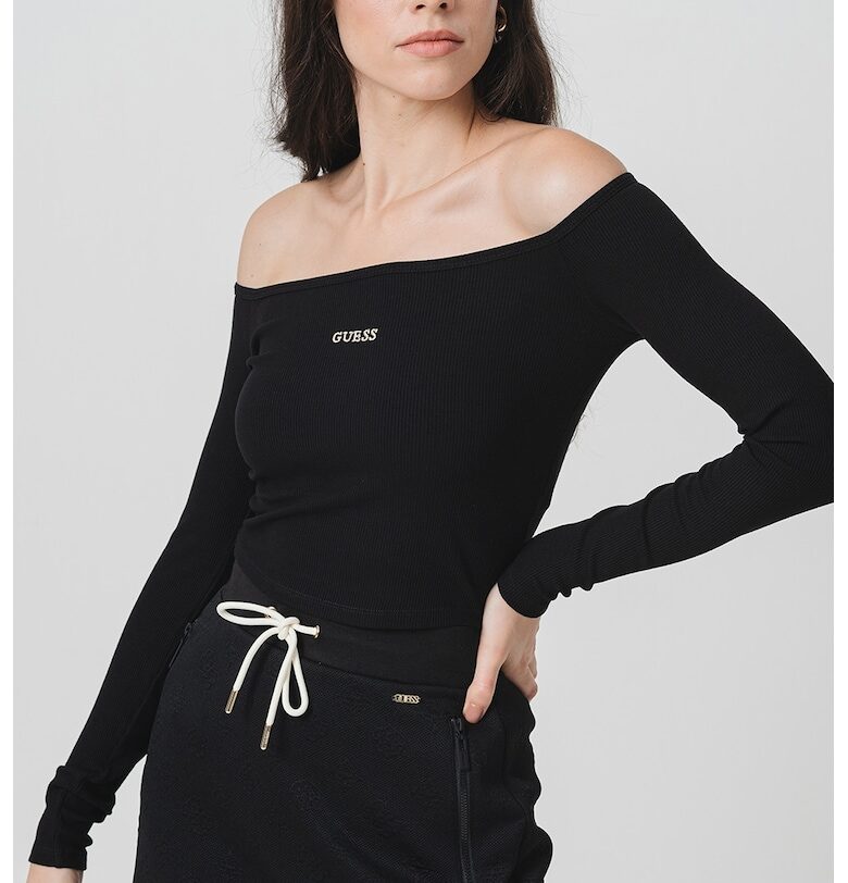 Къса фитнес блуза с голи рамене GUESS