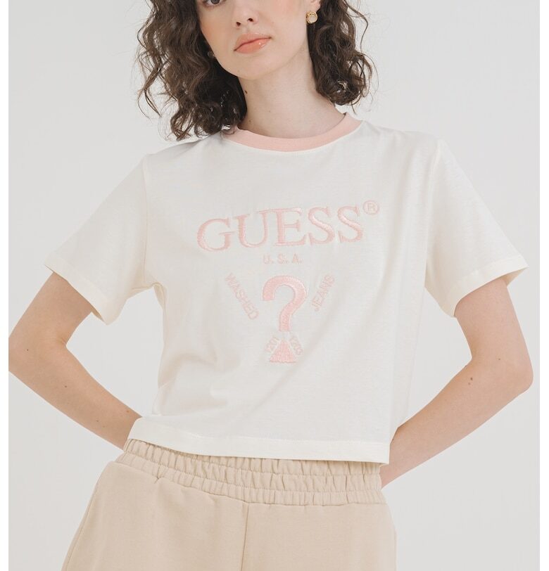 Къса фитнес тениска с лого GUESS