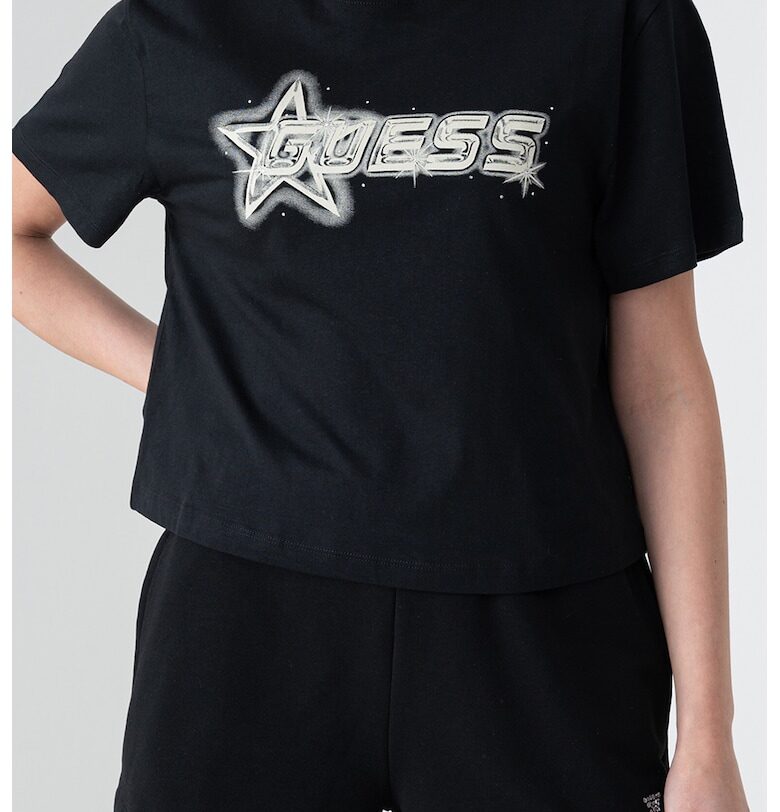 Къса фитнес тениска с лого GUESS