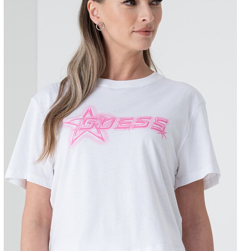 Къса фитнес тениска с лого GUESS