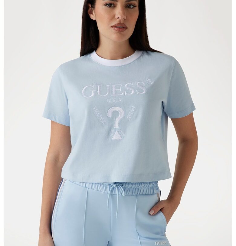 Къса фитнес тениска с лого GUESS