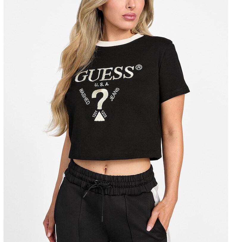 Къса фитнес тениска с лого GUESS