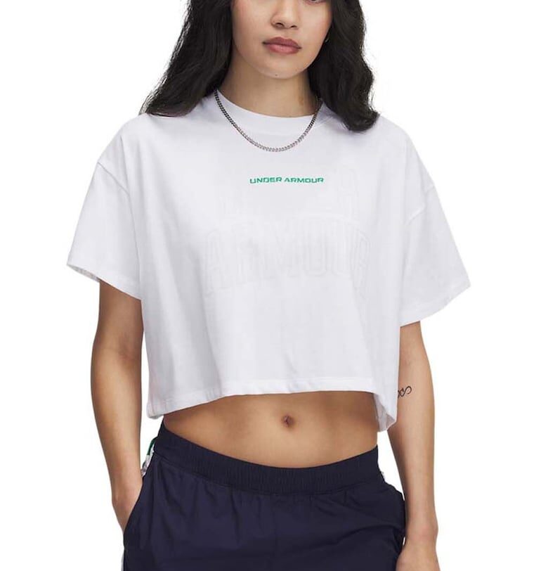 Къса фитнес тениска с памук с лого Under Armour