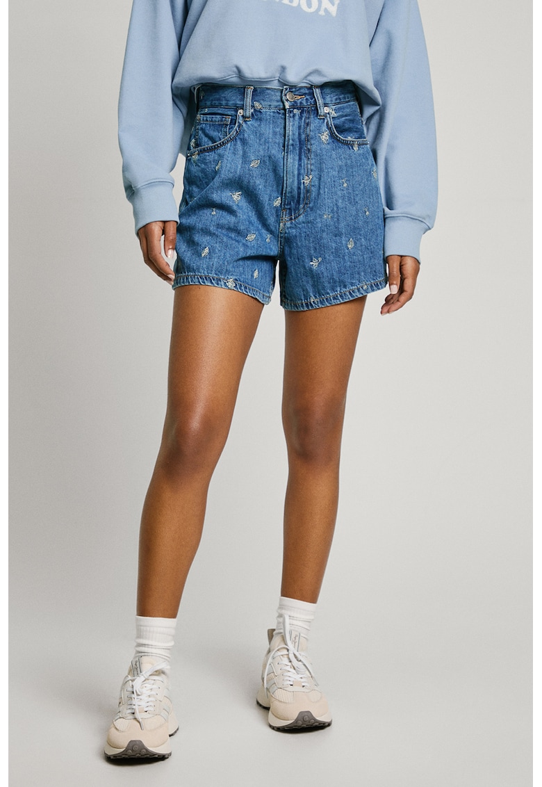 Къси дънки с висока талия Pepe Jeans London