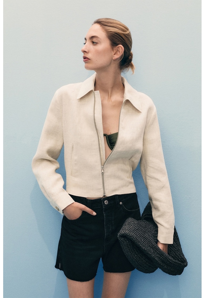 Къси дънки с копчета Mango