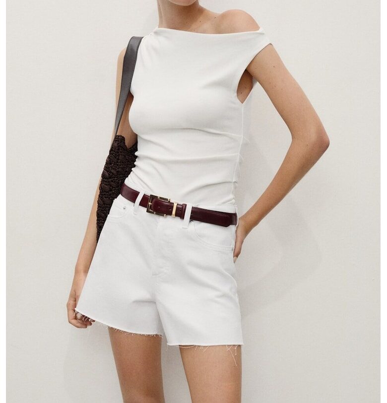 Къси дънки с незавършени краища Mango