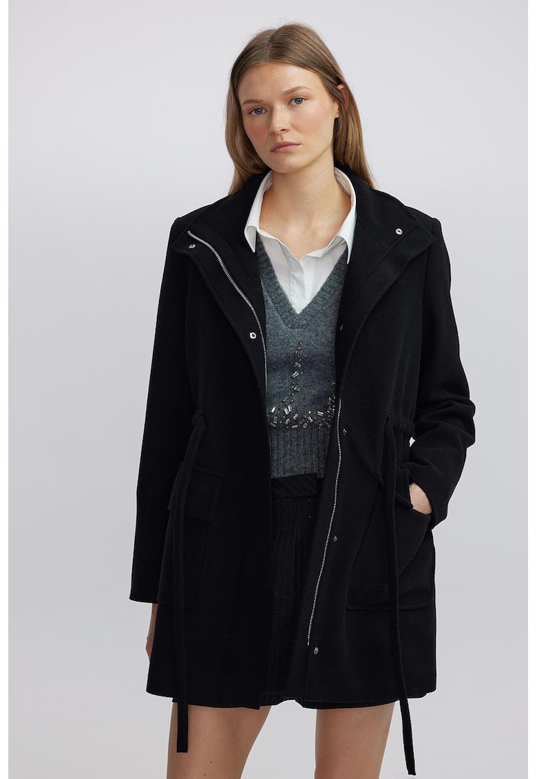Късо палто с вълна с колан Ipekyol