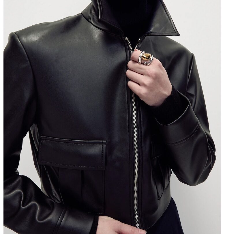 Късо яке от еко кожа с цип Marks  Spencer