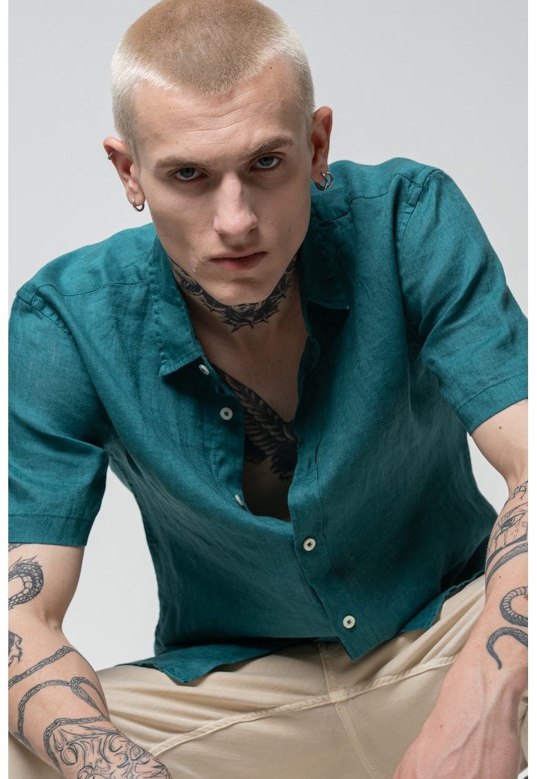 Лелена риза с къси ръкави United Colors of Benetton