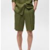 Ленен къс панталон с джобове встрани Mango