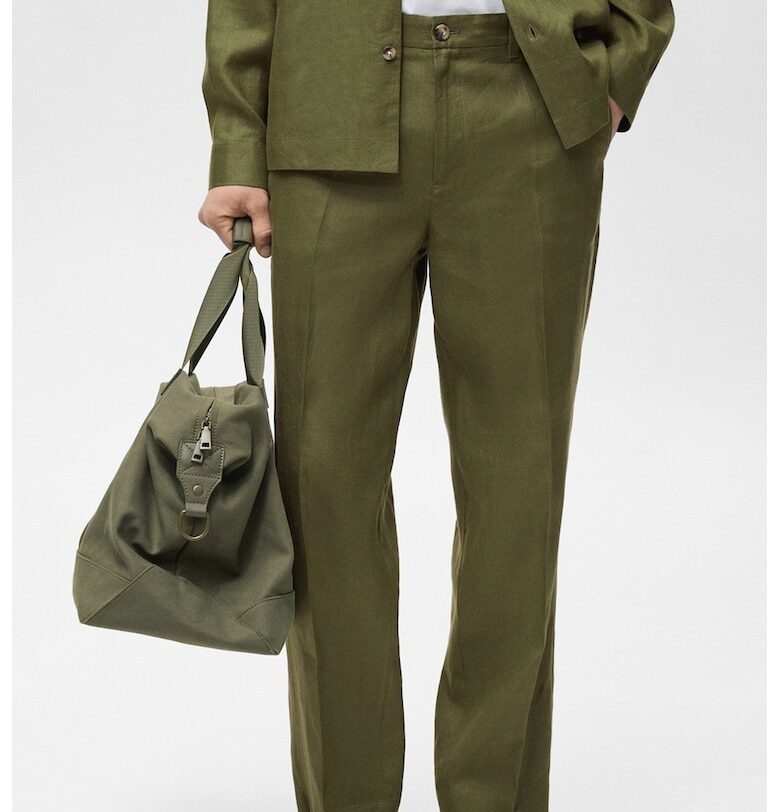 Ленен панталон с лен Mango