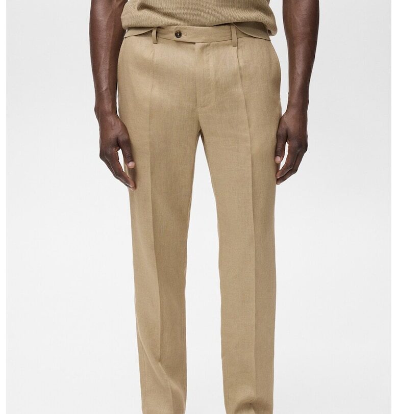 Ленен слим панталон Mango