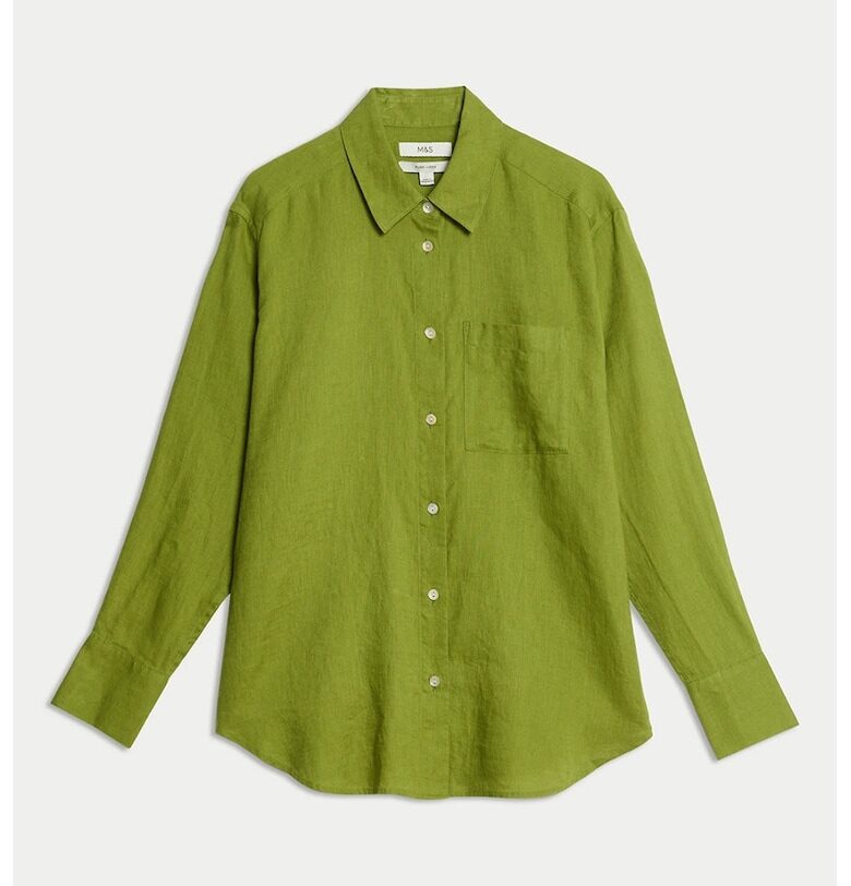 Ленена риза с джоб на гърдите Marks  Spencer