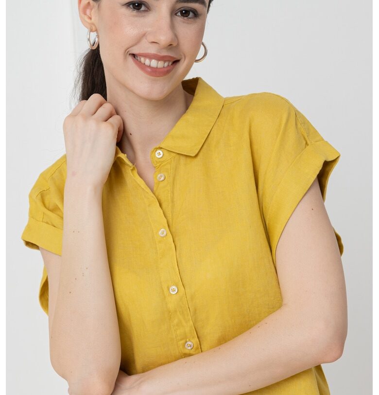 Ленена риза с къси ръкави United Colors of Benetton